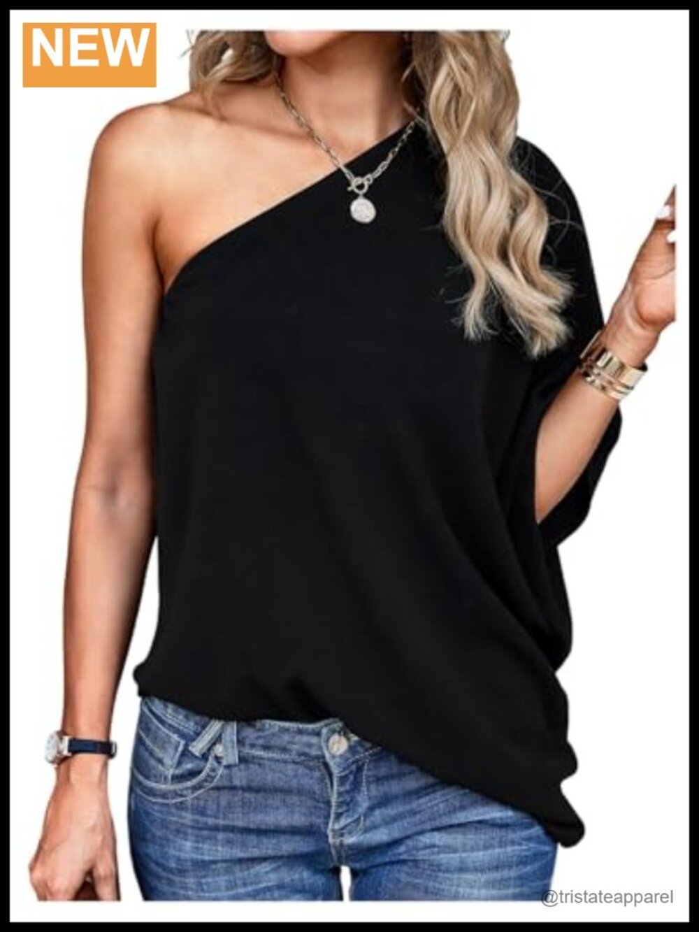 Women's One Shoulder Elegant Blouse Asymmetrical Neck Flowy Top